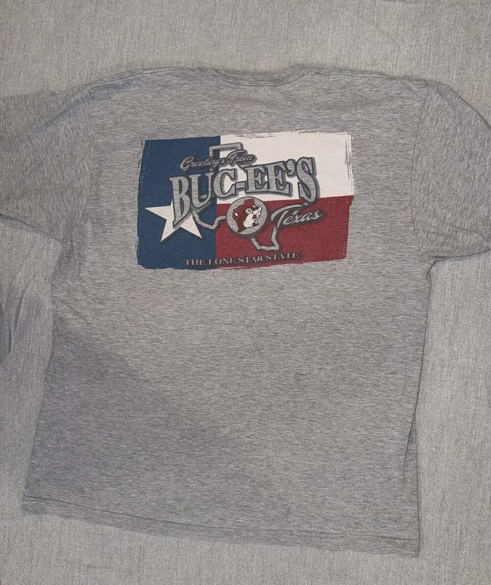 Buc-ee's Greetings From Texas The Lone Star State Graphic T-Shirt Gray Size XL
